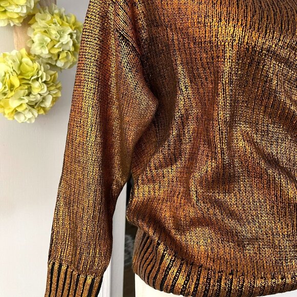 NWT Superdown Bronze Metallic Off Shoulder Sweater - Picture 6 of 13